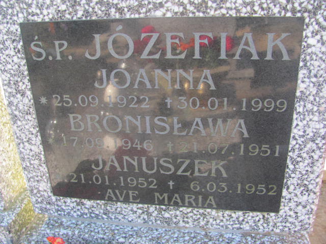 Bronisława Józefiak 1946 Sławno Gmina - Grobonet - Wyszukiwarka osób pochowanych