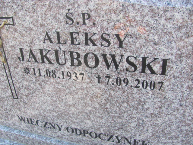 Aleksy Jakubowski 1937 Sławno Gmina - Grobonet - Wyszukiwarka osób pochowanych